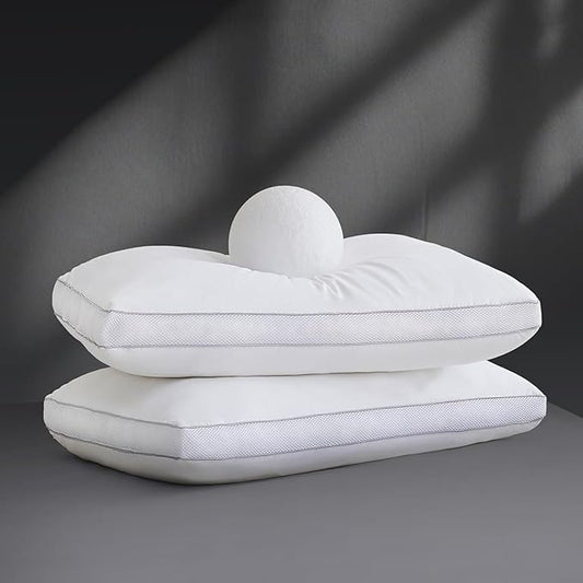 Yalamila Goose Down Bed Pillows Queen Size Set of 2 (White), Hotel Collection Pillows for Sleeping, Gusseted Pillow for Si...