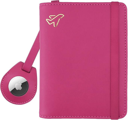 WALNEW AirTag Passport Holder, PU Leather Airtag Wallet RFID Blocking Passport Cover Travel Essentials Case for Women Men...
