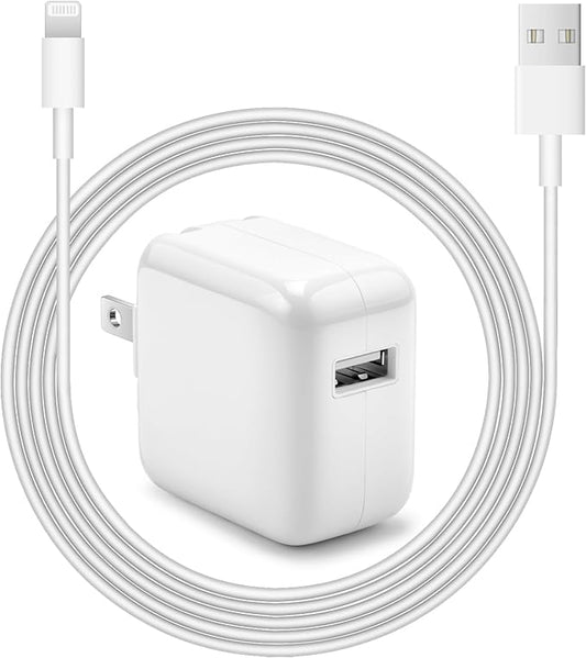 iPad Charger iPhone Fast Charger 12W USB Wall Charger Foldable Portable Travel Plug with USB Charging Modem Cables Compati...