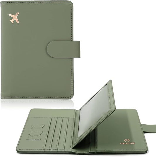 Cnycmy Passport-Wallet-Holder and Vaccine Card Slot, Rfid, Waterproof, PU Leather Travel Passport Case for Women/Men (Moss...