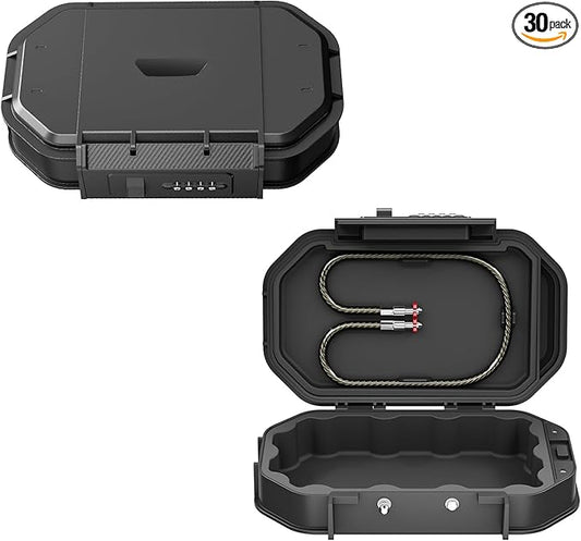 portable Safe Box, Combination Security Case LockBox with Code, Waterproof Anti-Theft Mini Travel Safe Box with Removable ...