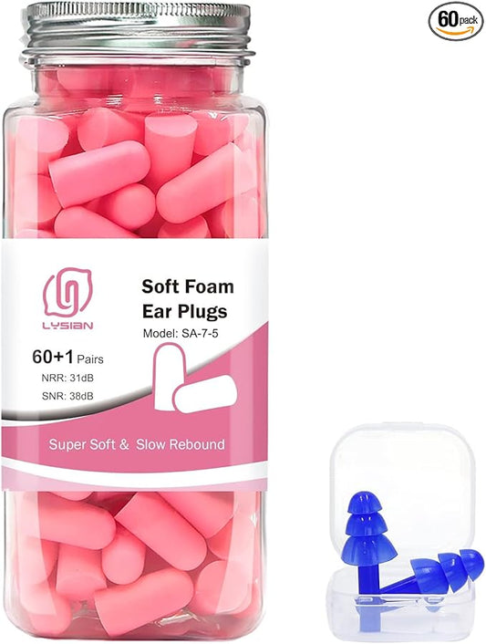 LYSIAN Ultra Soft Foam Ear Plugs for Sleep Noise Reduction -38dB Noise Cancelling Earplugs for Sleeping, Snoring, Shootin...