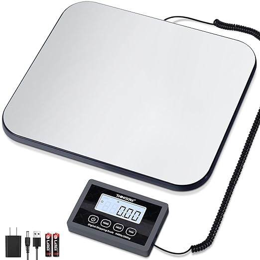 THINKSCALE Shipping Scale, 440lb/1oz Digital Postal Postage Scale for Small Business, Large Backlit LCD with Hold/Tare, Sc...