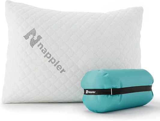 Nappler Small Shredded Memory Foam Pillow for Travel and Camping - Compressible Medium Firm Bed Pillow, Contoured Support,...