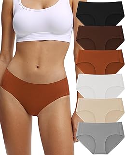 Yifumen Seamless Cotton Underwear for Women No Show Bikini Panties Full Coverage Sexy Soft Comfort Hipsters 6 Pack