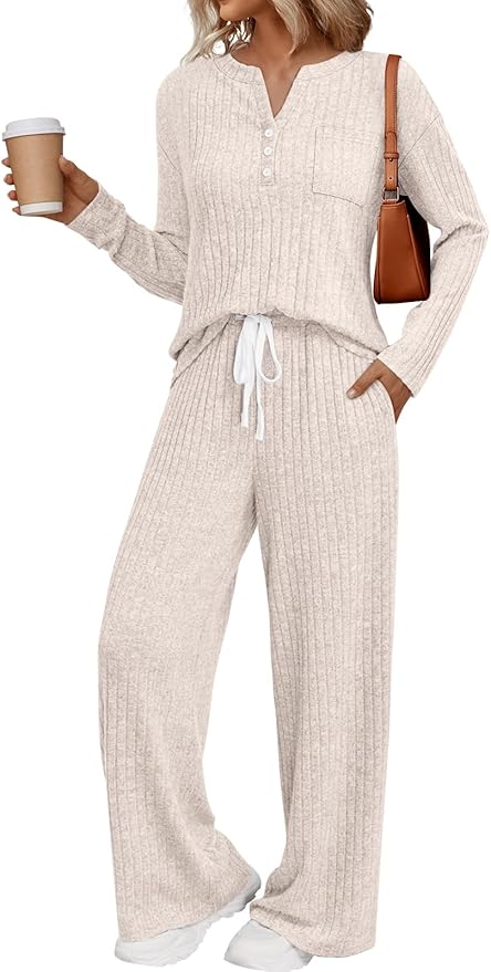 LILLUSORY Womens 2 Piece Lounge Sets Matching Airport Travel Outfits 2026 Spring Clothing Fall Pajamas Sweat Suits Pockets