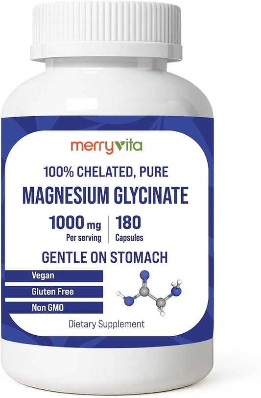 Magnesium Glycinate 1000mg - High Absorption chelated Magnesium Supplement - Supports Relaxation, Restful Sleep, Muscle Fu...
