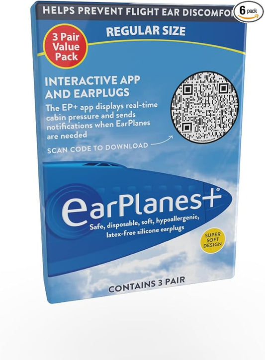 New Super Soft Adult EarPlanes® Ear Plugs Airplane Travel Ear Protection 3 Pair