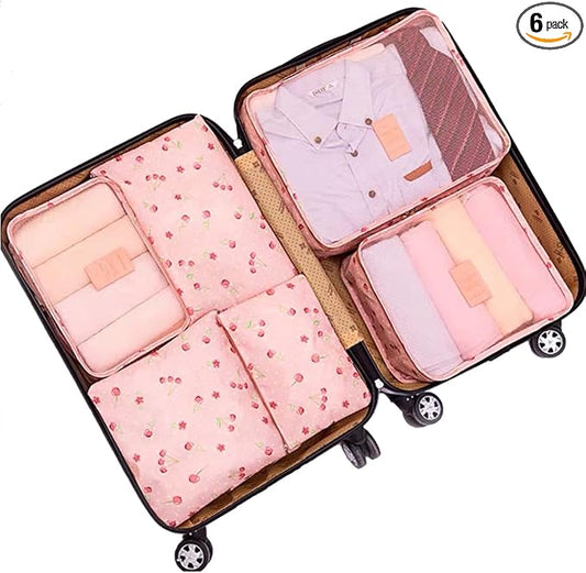 Fxkoolr Travel Packing Cubes Lightweight, 6 Set Luggage Organizers for Suitcase,Travel Accessories Bags for Clothes Shoes ...