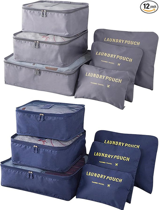 12 Set Travel Packing Cubes Luggage Packing Bags Reusable Lightweight Suitcase Organizer Cubes Set for Travel Accessories...