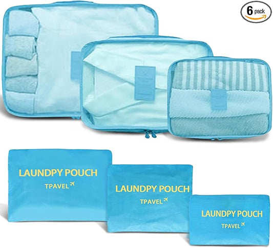 6 Set Packing Cubes for Travel Luggage Packing Bags Reusable Lightweight Suitcase Organizer Cubes Set for Travel Accessori...