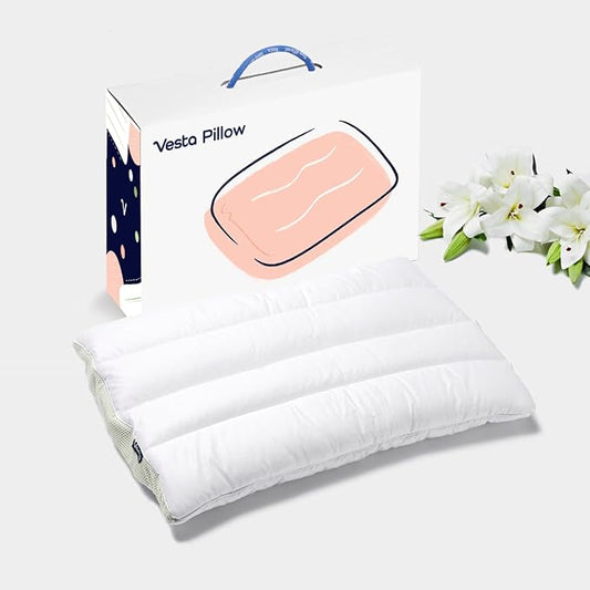 Vesta Silk-Layered Ultra-Thin Pillow, 100% Silk Layer, Slim and Flat Design for Back or Stomach Sleepers, Ultra-Thin Profi...