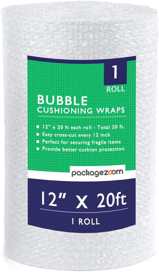 12 inch x 20 ft Bubble Cushioning Wrap, Perforated Every 12" Protective Packing Moving & Shipping Supplies for Boxes & Fra...