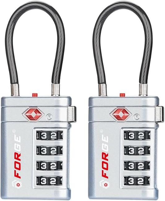 Forge TSA Approved Luggage Locks 4 Digit Combination TSA Travel Locks with TSA008, Open Alert Indicator, Zinc Alloy Body f...