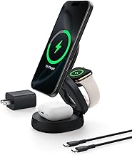 Belkin MagSafe Charger Compatible, 3-in-1 Qi2 15W Wireless Charging Station, Convertible Wireless Charger for iPhone 17, A...