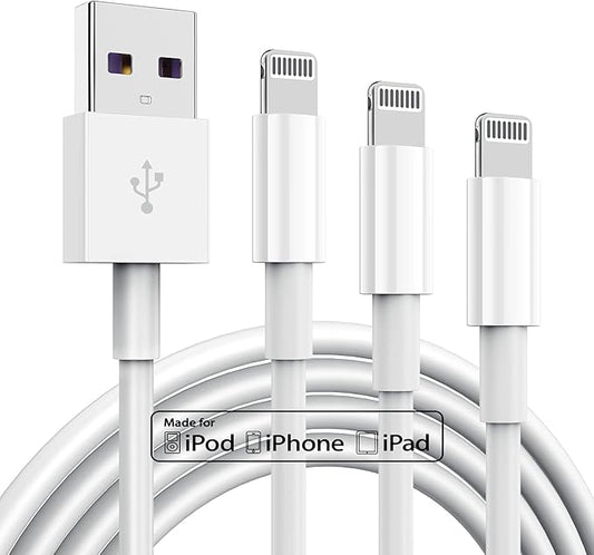 3 Pack Apple MFi Certified Charger Cable 6ft, Lightning to USB Cable Cord 6 Foot, 2.4A Fast Charging,Apple Phone Long Char...