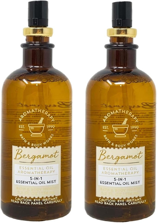 Bath & Body Works Aromatherapy Bergamot 5-in-1 Essential Oil Mist 2 Pack Bundle - 5.3 fl oz / 156 mL Each