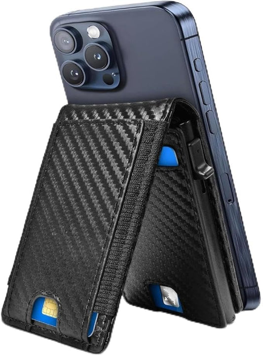 DAMMARTI For MagSafe Wallet, Slim, Strong Magnetic 3-in-1 Pop-Up Aluminum Card Holder, RFID Blocking, Premium Carbon Fibe...