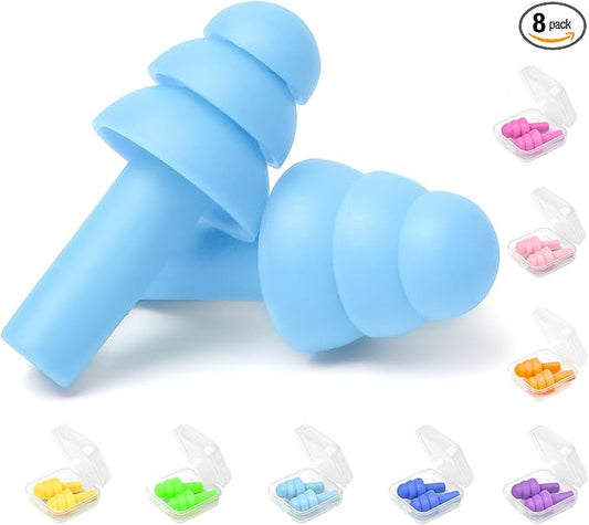 Earplugs for Sleeping Noise Cancelling, Reusable Ear Plugs– Super Soft, Silicone Ear Plug, for Sleeping 8 Pairs, Swimming,...