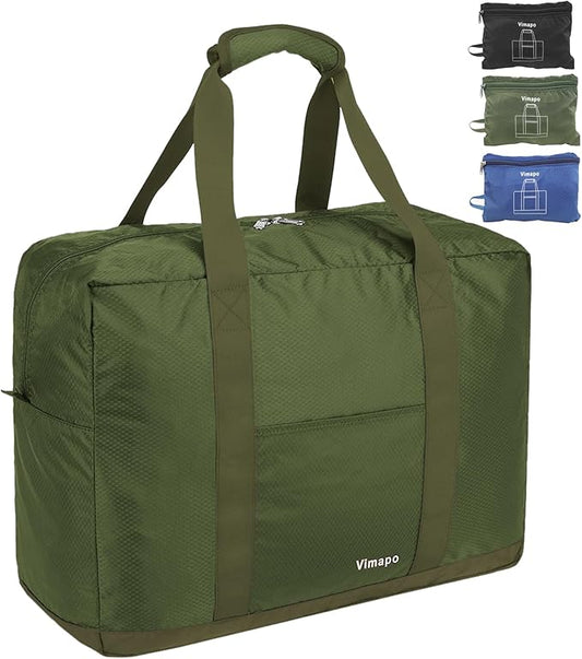 Vimapo Foldable Travel Duffle Bag with Trolley Sleeve 40L - 18x14x8 inches Airline Underseat Lightweight Travel Bag - Pack...