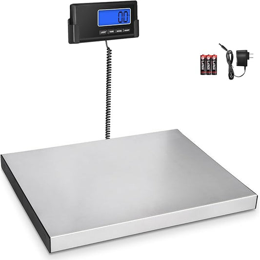 Fuzion Digital Shipping Scale for Packages 330lb x 0.1lb, Heavy Duty Weight Scale for Postage, Stainless Steel Large Platf...