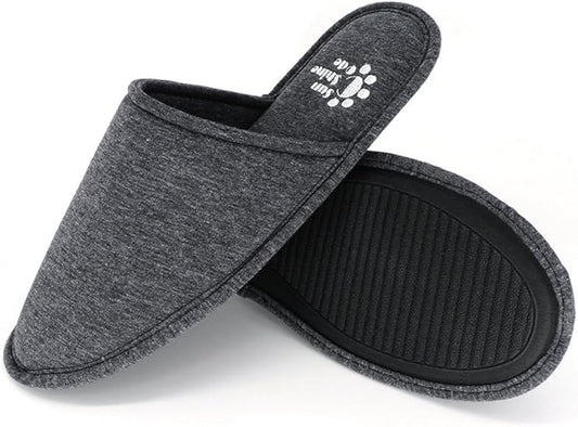 Sunshine Code Men's Memory Foam Cotton Washable Slippers with Matching Travel Bag for Home Hotel Spa Bedroom