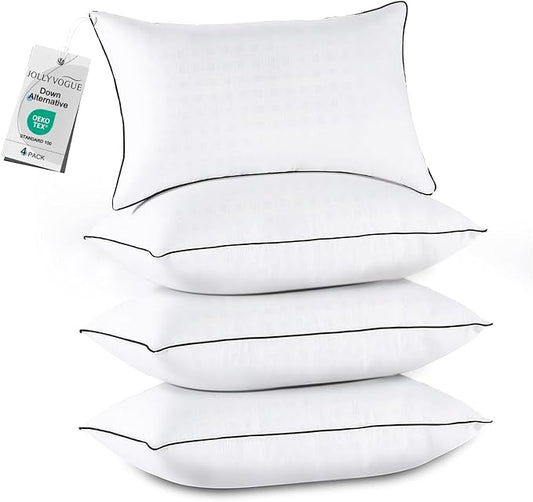 JOLLYVOGUE Pillows Standard Size Set of 4, Collection Bed Pillows for Sleeping, Hotel Quality Pillows for Side, Back and S...