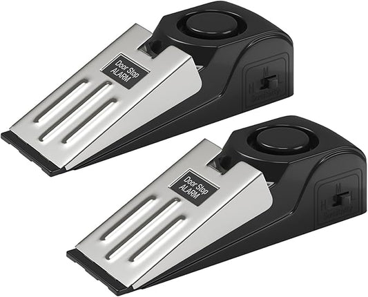 HOSOM 2 Pack Door Stop Alarm for Home & Travel Safety, 120dB Loud Siren Door Stoppers Security Device, Portable Anti-Slip ...