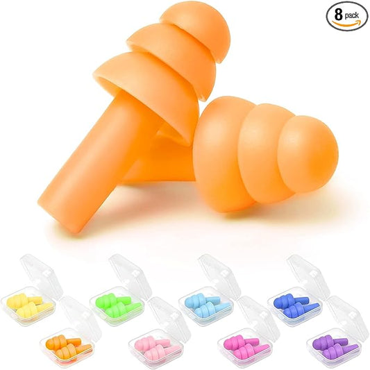 Earplugs for Sleeping Noise Cancelling, Reusable Ear Plugs– Super Soft, Silicone Ear Plug, for Sleeping 8 Pairs, Swimming,...
