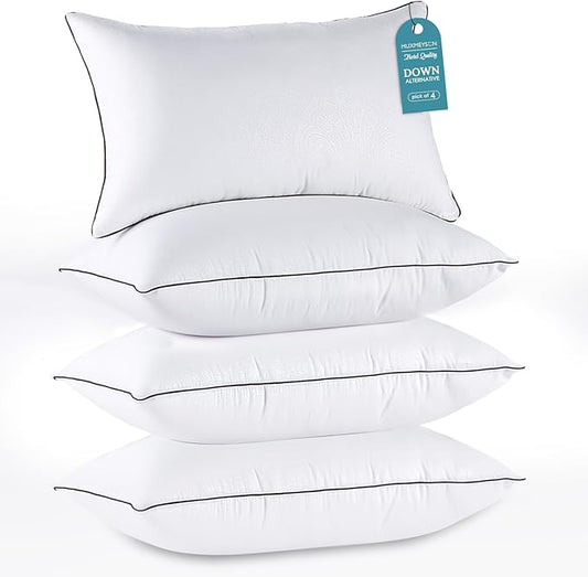 HUXMEYSON Pillows Standard Size Set of 4, Bed Pillows Set of 4, Down Alternative Luxury Hotel Pillows for Sleeping and for...