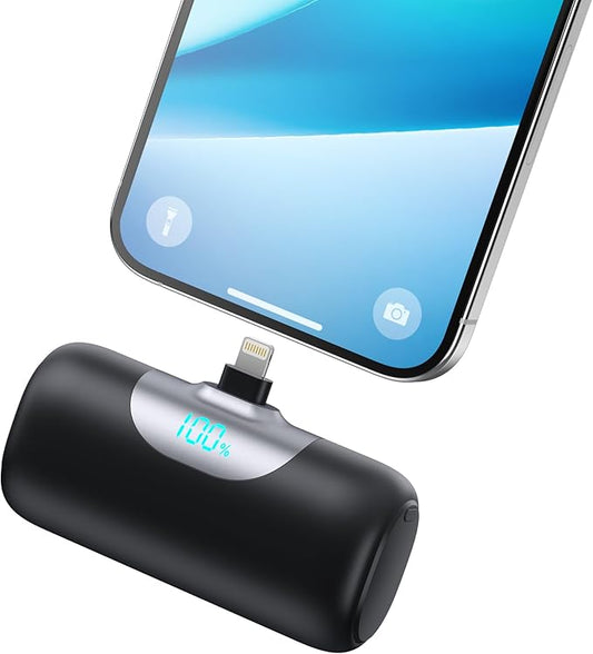 Mini Portable Charger for iPhone,Upgraded 22.5W PD Fast Charging 5500mAh Ultra-Compact Power Bank,LCD Display Plug-in Cute...