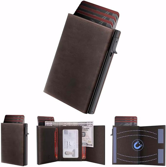 ROYAL KIT Wallet for Men Card Holder: Pop Up Card Case, RFID Blocking, Premium Genuine Leather, Slim, Minimalist, Front Po...