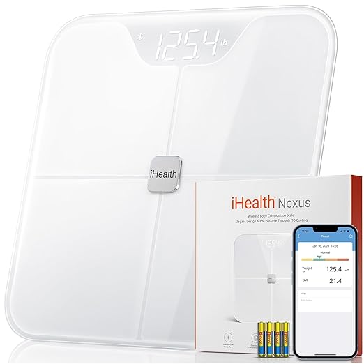 iHealth Nexus Smart Scale for Body Weight Bluetooth, Digital Bathroom Scale Body Fat and Muscle, Body Composition Monitor ...