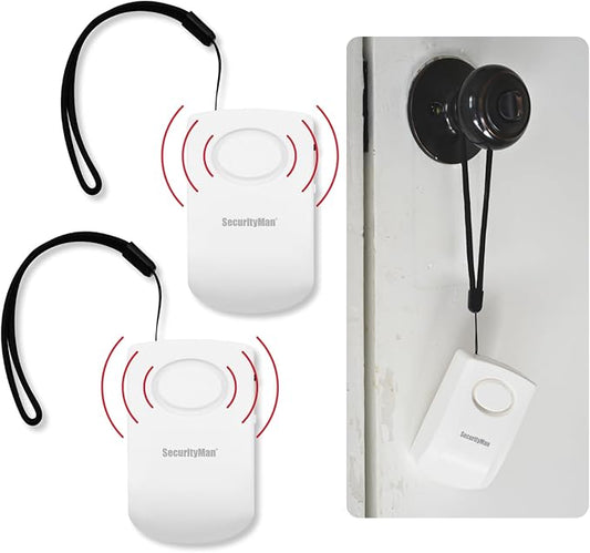 Securityman Door Handle Alarm with 130dB Vibration Triggered Portable Door Alarms When Opened - Perfect for Kids, Toddler,...