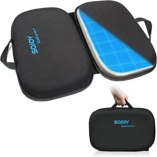 Sojoy iGelComfort 3 in 1 Foldable Gel Seat Cushion Featured with Memory Foam (A Must-Have Travel Cushion! Smart, Easy Trav...