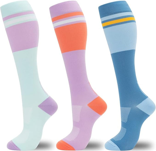 fenglaoda Compression Socks for Women Men 3 Pairs Graduated Compression Support Circulation Socks for Nurses