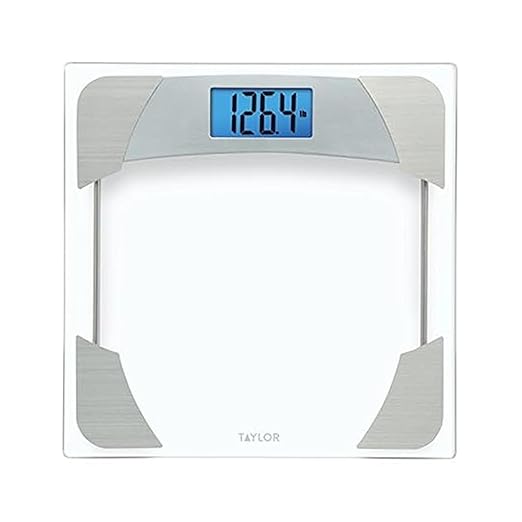 Taylor Digital Scales for Body Weight, 400 LB Capacity, Unique Blue LCD, Stainless Steel Accents, Glass Platform, 12.2 x 1...