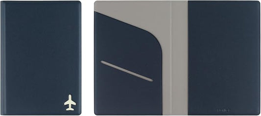 Fenice Plain Simple Passport Cover Holder Wallet Case for Travel Essential RFID Blocking Vegan Leather Waterproof (NAVY)