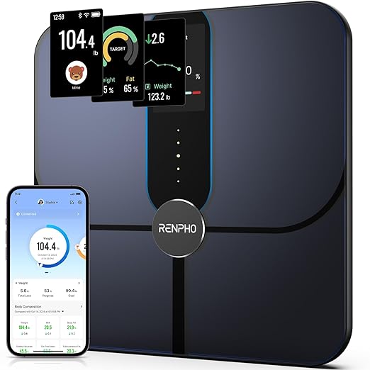 RENPHO Smart Scale for Body Weight Fat, Digital Bathroom Scale with Color Display, Wi-Fi & Bluetooth Fitness Equipment for...