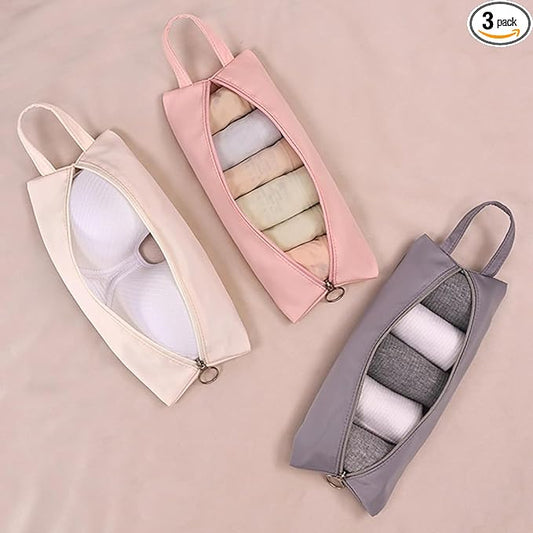 3-Piece Travel Lingerie Organizer Bags, Portable Clothing Bags for Travel Organizing Lingerie and Socks, Suitable for Spor...