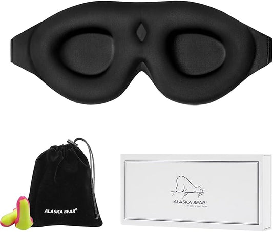 ALASKA BEAR Sleep Mask Memory Foam Contoured Eye Cups for Women and Men, Soft 3D Blackout Eye Mask for Sleeping No Pressur...