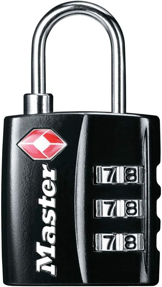 Master Lock Black TSA-Approved Luggage Lock with Wide Lock Body and Thin, Durable Steel Shackle, Zipper Lock for Backpack...