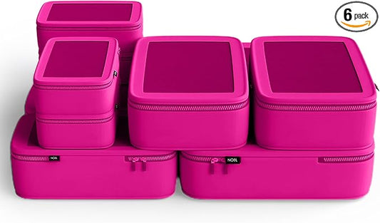 NOBL Travel Compressible Packing Cubes Set, 6 Pieces Travel Packing Organizers, Compression Luggage Cubes for Suitcases & ...