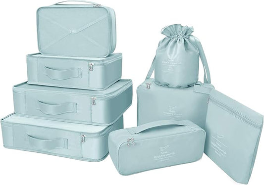 Packing Cubes 8 Sets Travel Luggage Organizers Include Waterproof Shoe Storage Bag Convenient Packing Pouches for Travelle...