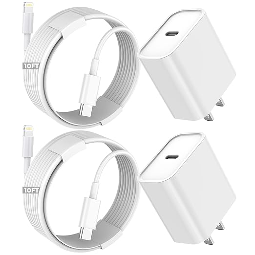 iPhone Fast Charger,Extra Long iPhone Charger Fast Charging 10Foot 2Pack i Phone Chargers 10FT USB C to Lightning Cable Co...