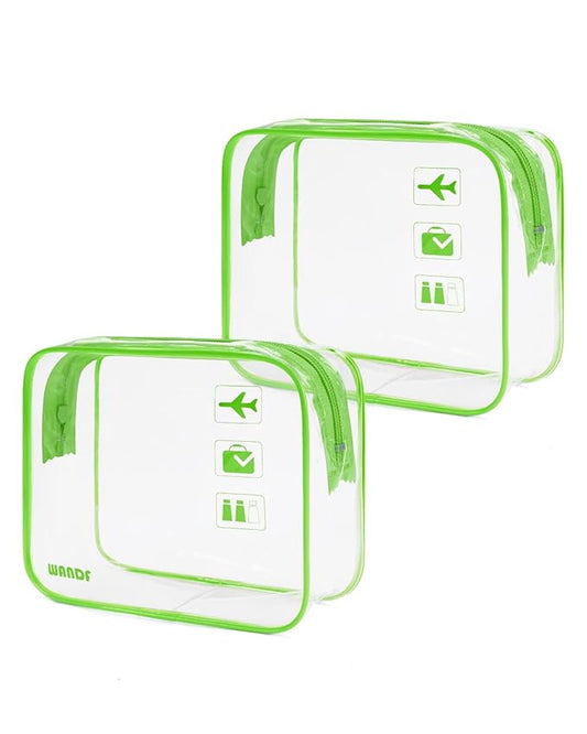 WANDF TSA Approved Toiletry Bag, 2 Packs Travel Clear Toiletry Bag, Quart Size Makeup Cosmetic Pouch with Zipper, Carry-On...