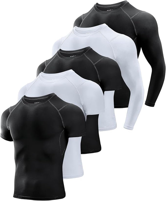 Niksa Men's Compression Shirts, Short Sleeve Athletic Compression Tops Dry Workout T Shirt, Rash Guard Base Layer Undershirt