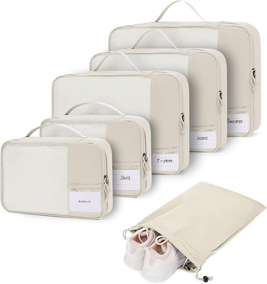 ECOHUB 4 Set /6 Set Packing Cubes for Travel Durable Suitcase Organizer Bags Set with Personalized Tag Various Sizes Trave...