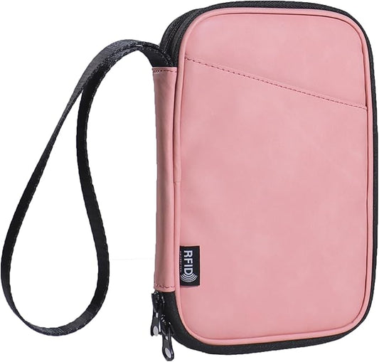 family passport holder for 4 pink multiple passport bag passport wallet for travel passport cover rfid blocking for women ...