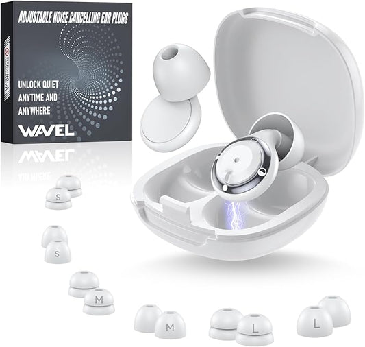 WAVEL Adjustable Ear Plugs for Sleeping Noise Cancelling - 3 Modes Noise Reduction EarPlugs (17-35dB) for Snoring, Travel...